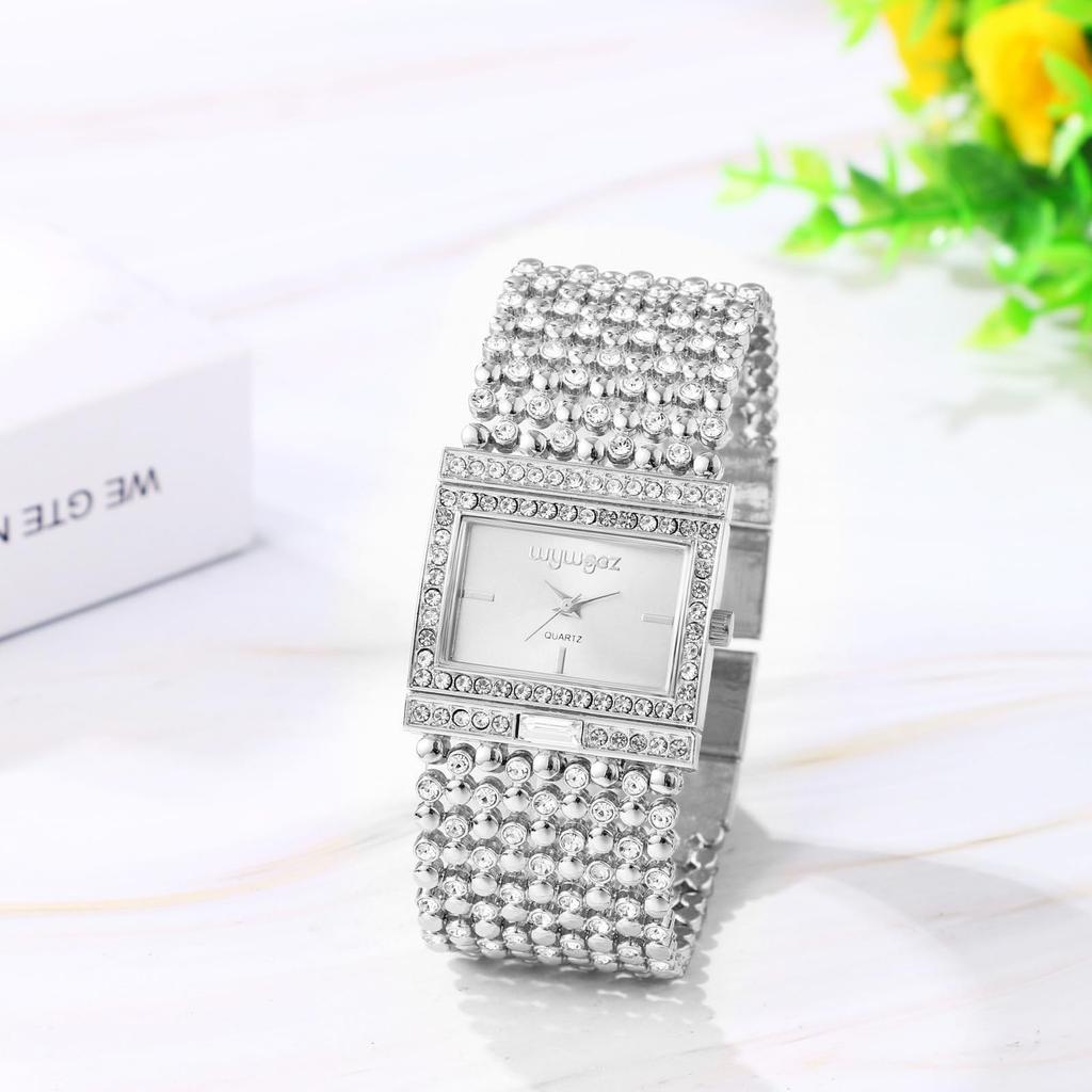 Diamant Armreif Antike Mode Uhr Perfektes Geschenk für Tag Damenuhr Analog, Wasserdicht, Quadratisch, Armband, Silber, Lässig, Geschäftlich, - Geburtstage,