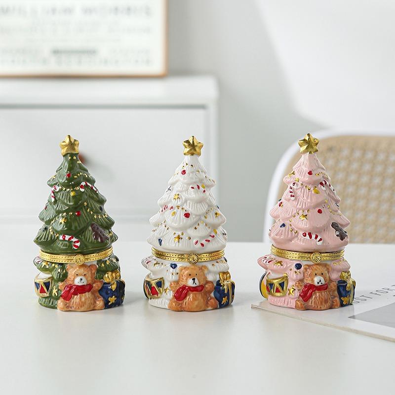 Bear Christmas Tree Jewelry Box Retro Storage Box for Girlfriends and Girlfriends Birthday Gifts Christmas Gifts