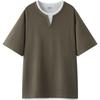 Semir Men's Waffle Knit Color Block Faux Layer Short Sleeve T-Shirt