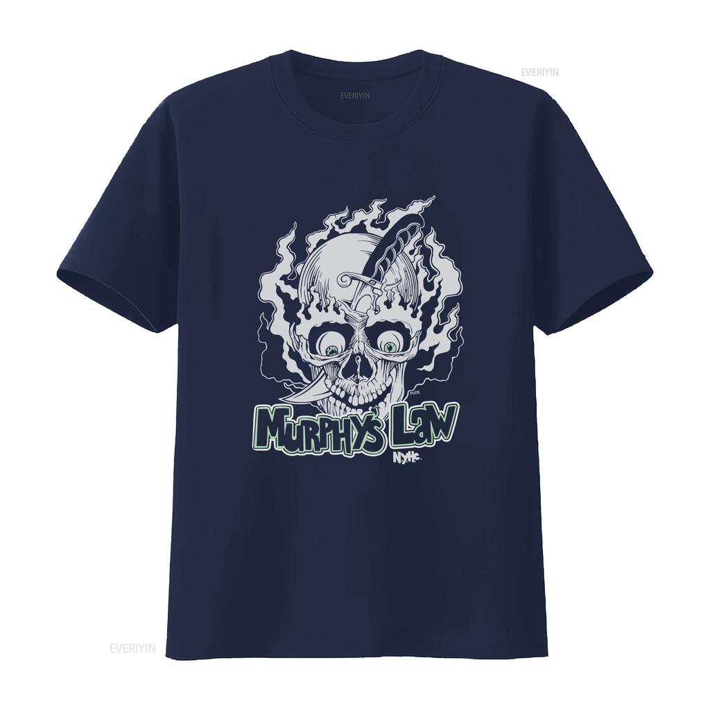 Vintage 90s Murphys Law NYHC Skull T Shirt with Knife and Flame Design Vintage Washed Comfortable Versatile Stretched Fashion