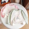 Girls Cotton Long Sleeve Raglan T Shirt Korean Round Neck Block Top Spring Autumn Baby Base Layer Tee