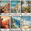 Maghreb Travel Cityscape Metal Sign Alger Algeria Djerba Tunisia Chefchaouen Morocco Marrakesh Zarzis Oran Tiaret Kabylie