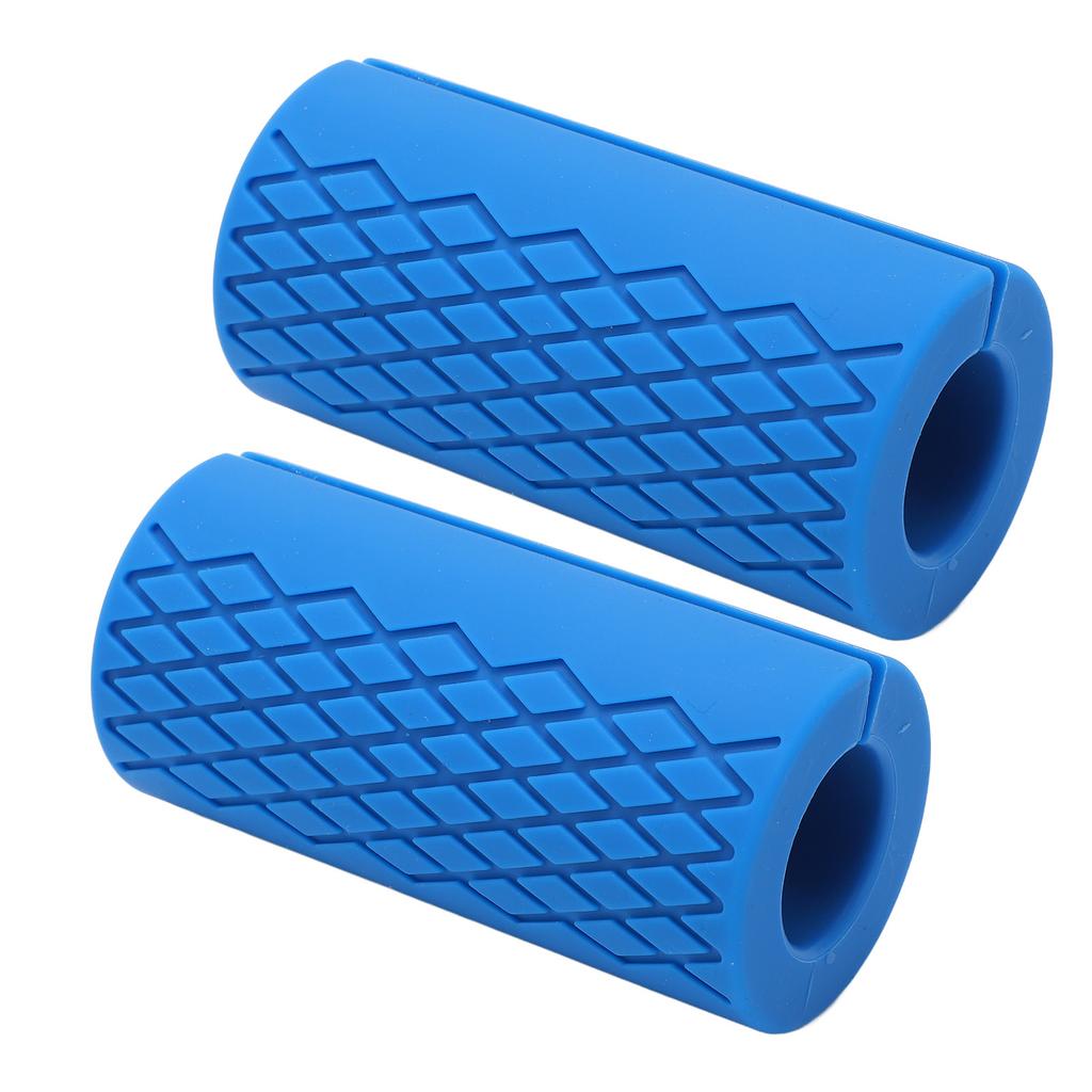1 Pair Thick Barbell Grips Thick Anti Slip Gym Weight Bar Grips for Weightlifting Fitness Exercise for Muscle Builder Blue