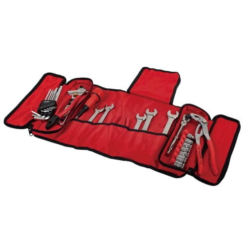 SK11 Roll Bag DX M 580ÁE00mm Tool Storage with Zipper Pocket Black/Red