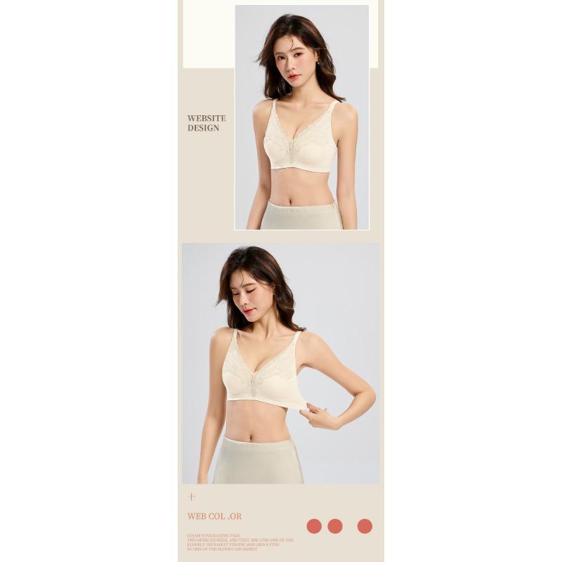 Wireless Push Up Bra Sexy Back Support Lace Trim Breathable Comfort Underwear