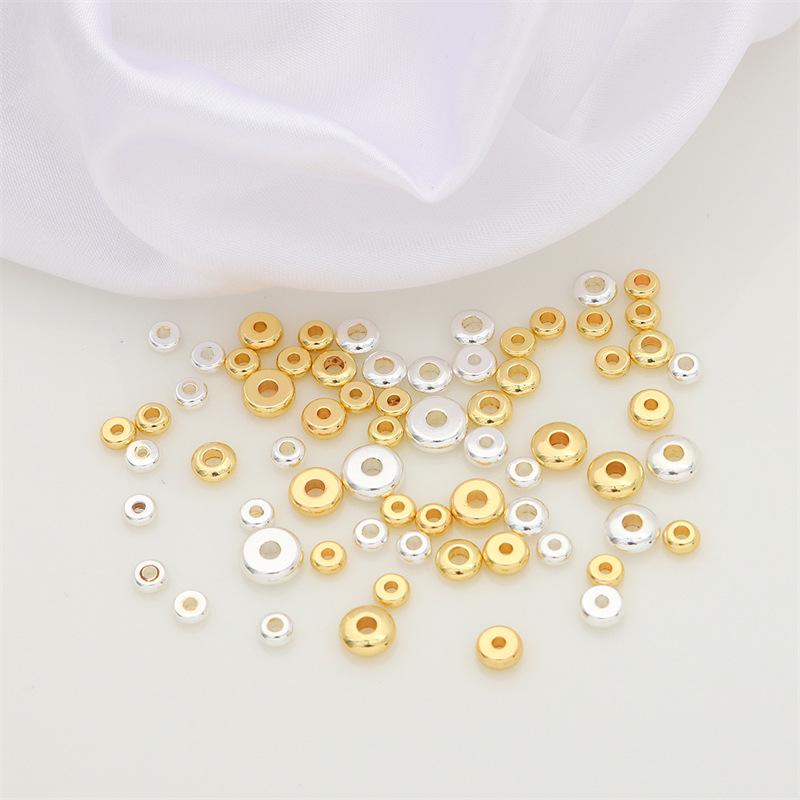 14K Gold-Plated Silver Tone Beads: Thick Spacer & Flat Loose Beads for DIY Jewelry and Bracelets