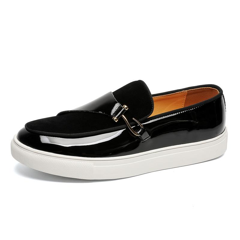 2024 Four Seasons Men s White Leather Low-Top Slip-On Fashion Shoes 44 чёрный