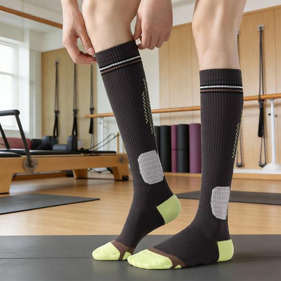 Sports Compression Socks Women Knee High Athletic Socks Elastic Breathable Cushioned Socks for Running Fitness Yoga Dance