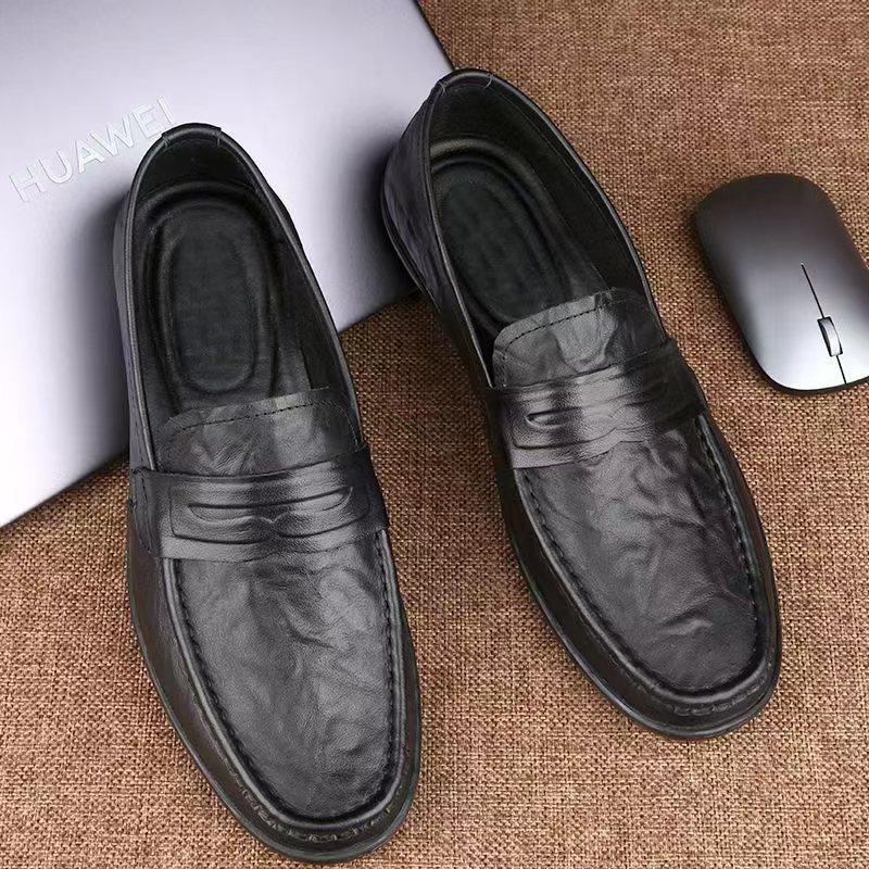 Men's Shoes New High-end Gentleman British Men's Leather Shoes Breathable Soft Sole Soft Surface Business Leather Shoes