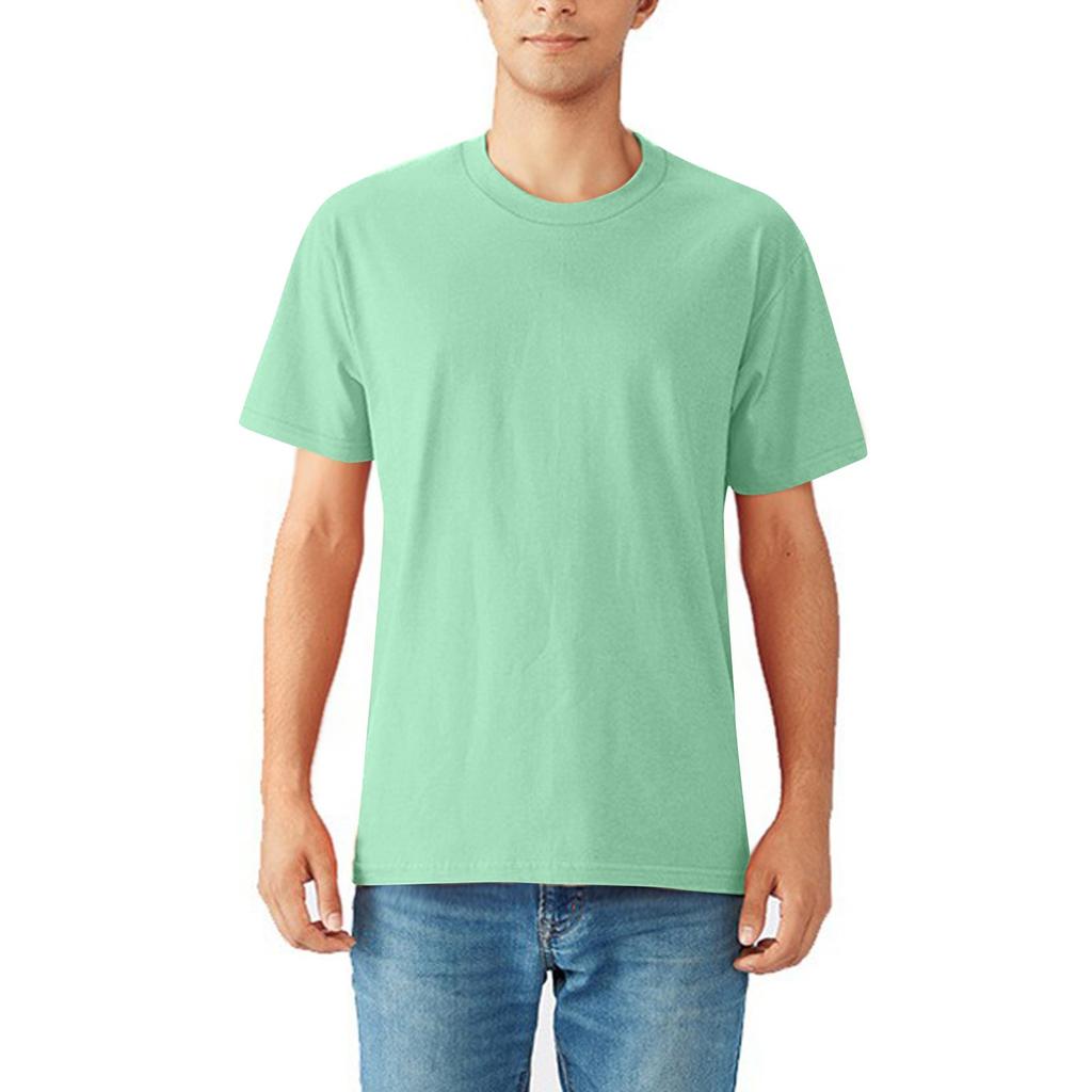 Lockeres einfarbiges Rundhals-T-Shirt gekämmte Baumwolle Herren Kurzarm