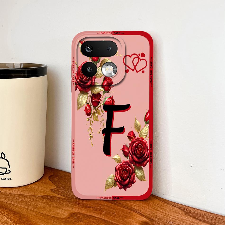 Phone Case For Realme 16 Pro Plus 5G Pretty Rose Letter Lightweight Funda For Realme 16Pro+ Anti Drop Soft Liquid Silicone Shell