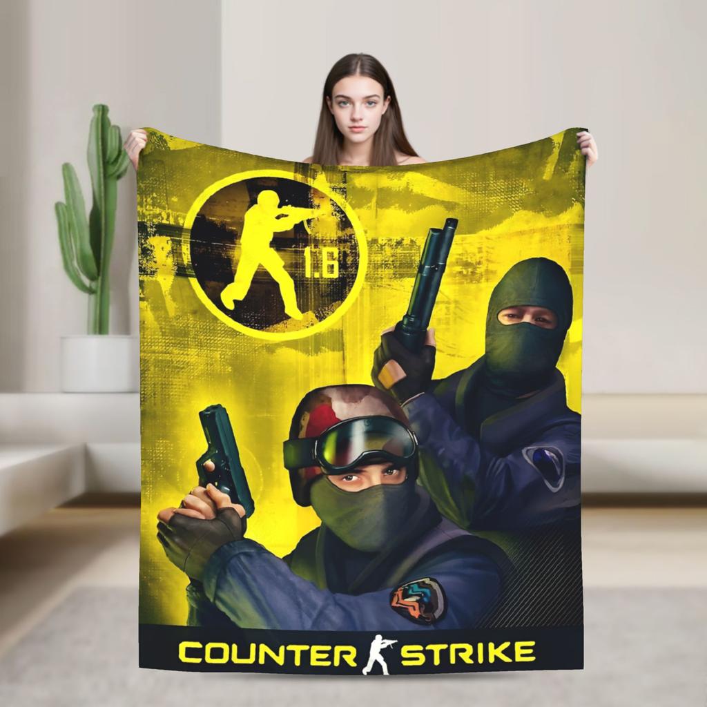 Counter Strike CS Go Fashion Blanket Shootting Game Art Plush Awesome Soft Throw Fashion Blanket for Home Textile Decor Outdoor