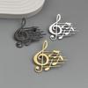 Hollow Stainless Steel Music Note Brooch - Elegant Shirt Accessory In Stock