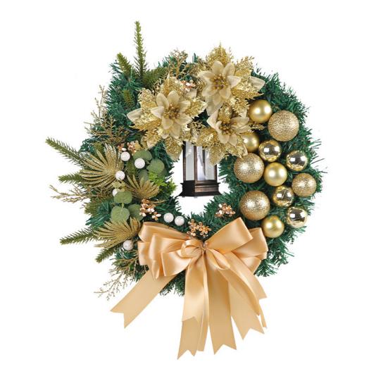 Christmas Wreath Front Door Xmas Garland with Bow Ribbon Berry Flower Decor Indoor Outdoor Winter Decoration