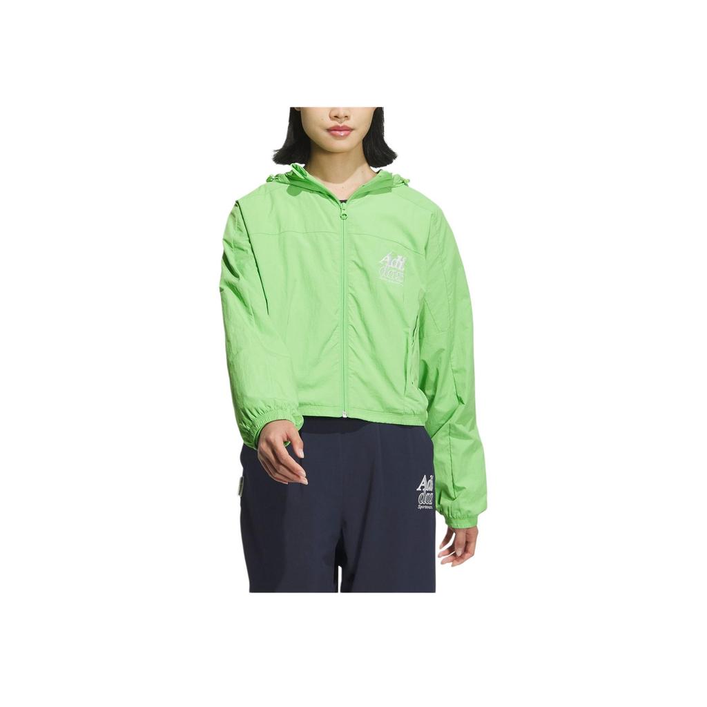 Adidas Logo Jacket Solid Color Short Sport Casual Hooded Jacket Women Jackets Acid-Green JI6883