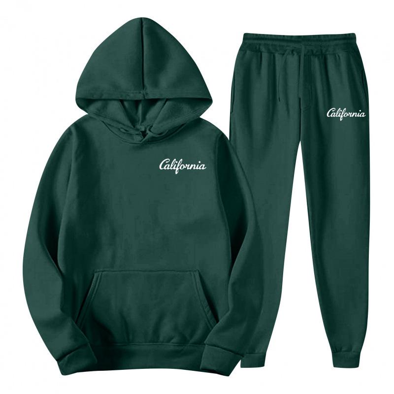 Men's Trendy Casual Solid Color Hoodie and Sweatpants Set for Autumn/Spring 2025