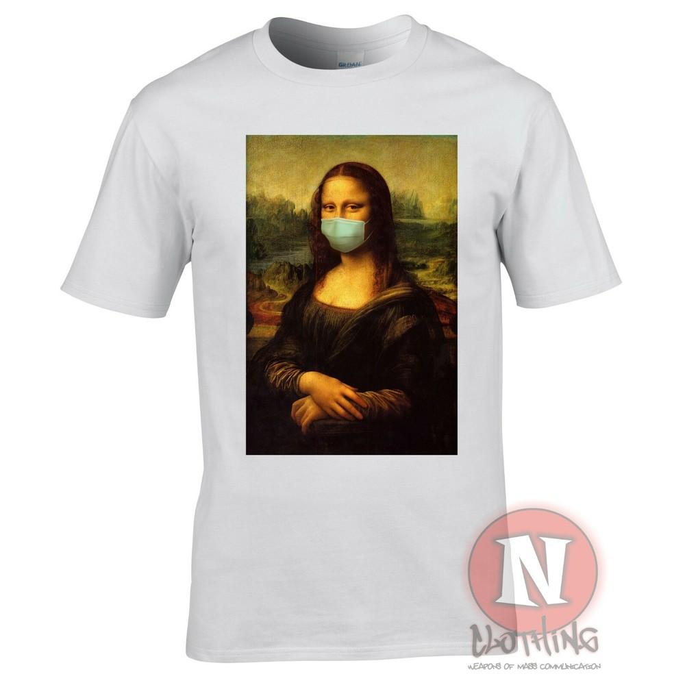 Mona Lisa Face Mask T-shirt Aesthetic Vaporwave Classic Art Socially Aware Tee