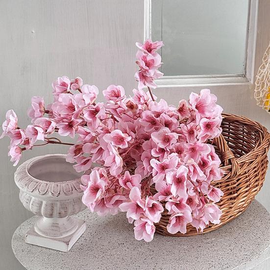 Artificial Peach Blossom Realistic Fake Silk Flower Stem Home Office Wedding Party Faux Flower Table Centerpiece Decoration