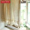 1PC Nuan Series Cotton Linen Double-layer Short Curtain Tassel Edge Partition Curtain for Kitchen Living Room Bedroom Cupboard Home Decor