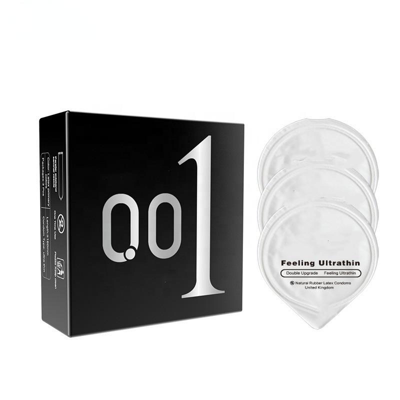 0.01 3pcs Ultra Thin Hyaluronic Acid Male Condoms Ice Hot Feeling Long  Latex Condom