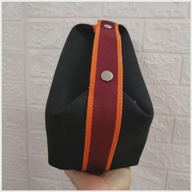 2025 Contrast Color Canvas Lunch Bag & Toiletry Cosmetic Handbag - Women's One-Shoulder Large Capacity