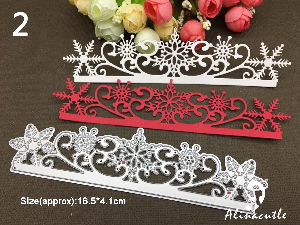 

Штампи для вирізання металу Різдвяна ялинка Сніжинки Бордюрний край Зимовий скрапбукінг Штамп для рукоділля з паперу 2 срібний