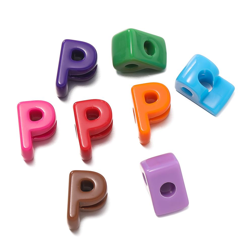 5Pcs A-Z Acrylic Big Hole Letter Beads Mix Colour Loose Spacer Beads for Making Key Chain Bracelet DIY Craft Jewelry Accessories