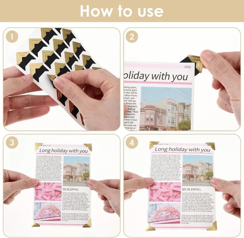 240/24PCS Corner Stickers DIY Vintage Corner Kraft Paper Stickers Scrapbook Self-Adhesive Photo Album Accessories Corner Sticker