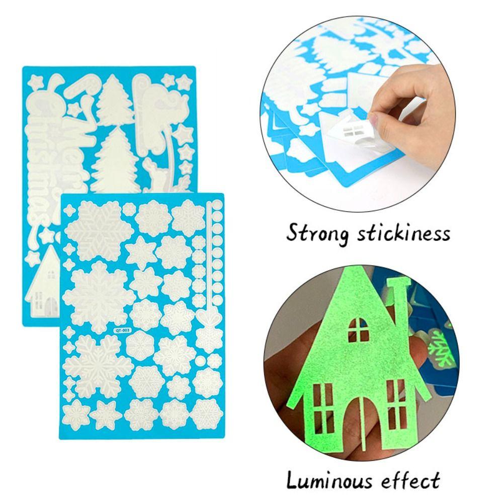 Glow In The Dark Christmas Window Wall Stickers Snowflake Window Glass Stickers  Xmas