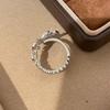 Zirconia Feather Metal Ring: High-End Korean Style, Simple and Trendy Versatile Women's Jewelry.