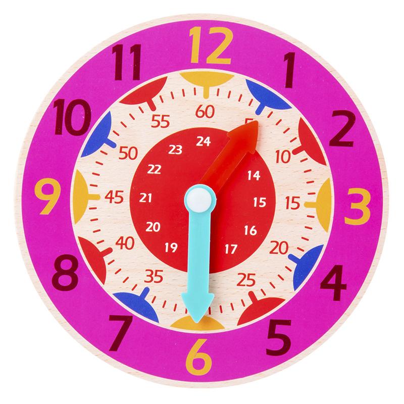 Children Montessori Wooden Clock Toys Hour Minute Second Cognition Colorful Clocks Teaching Aids for Kids Preschool Children