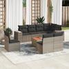 Vidaxl 9-Cz. Set di Mobili da Giardino con Cuscini, Grigio, Polyrattan