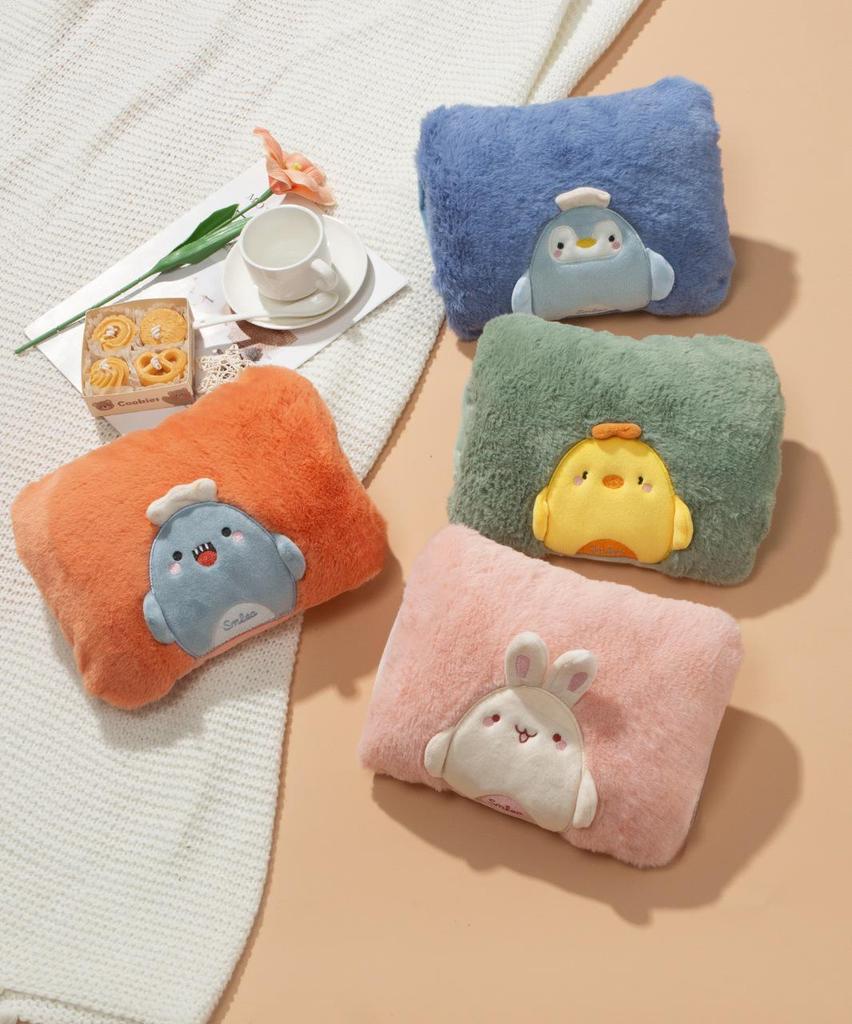 Oppladbar tegneserie plysj håndvarmer - Avtakbar og vaskbar, Eksplosjonssikker elektrisk varmtvannsflaske (2025)