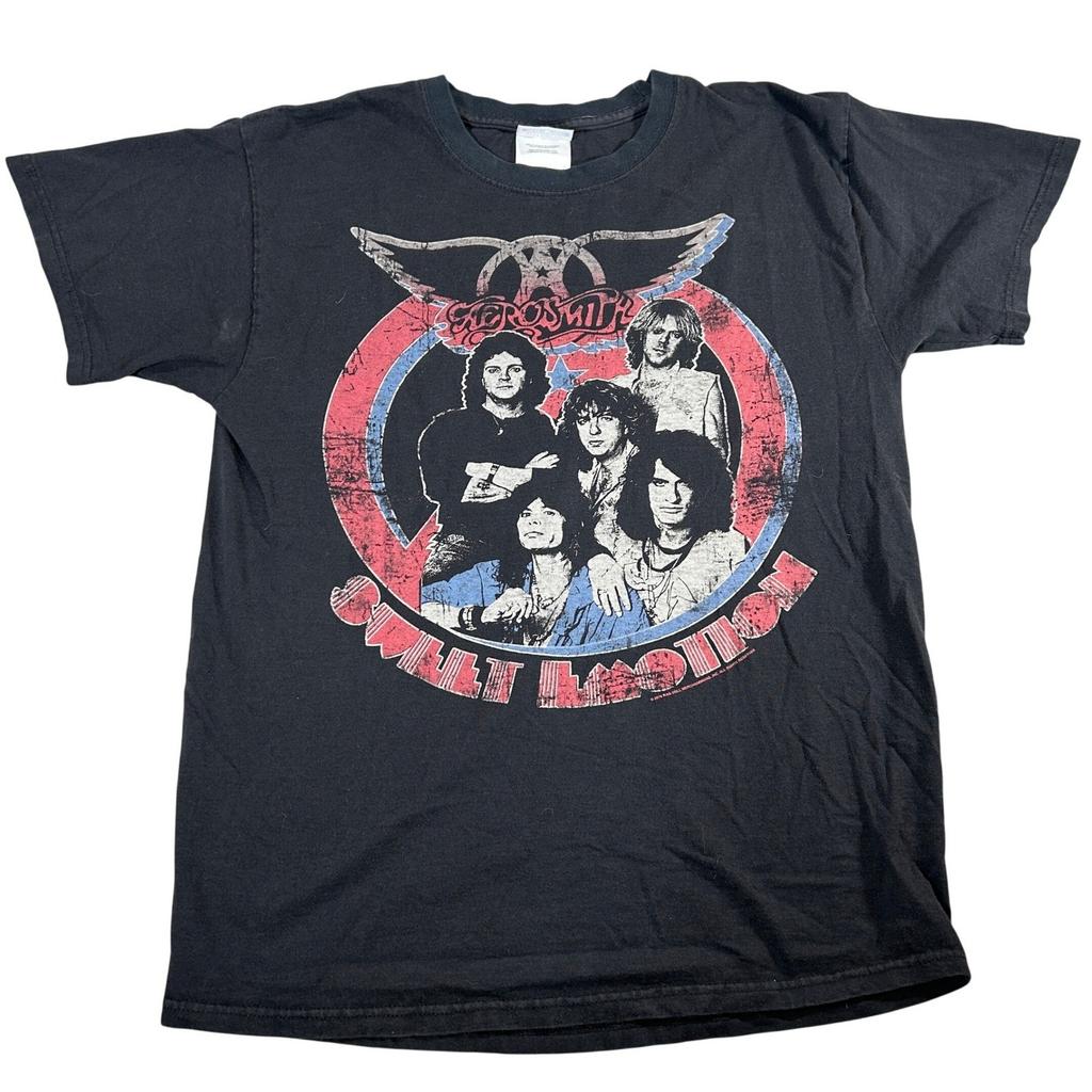 Aerosmith Sweet Emotion Band Mens Medium Black Hanes Heavyweight Y2K Unisex T-Shirt
