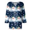 Women's T Shirt Tee Christmas Printed Button 3/4 Sleeve Tunic Daily Weekend Fashion Basic V- Neck Regular Top