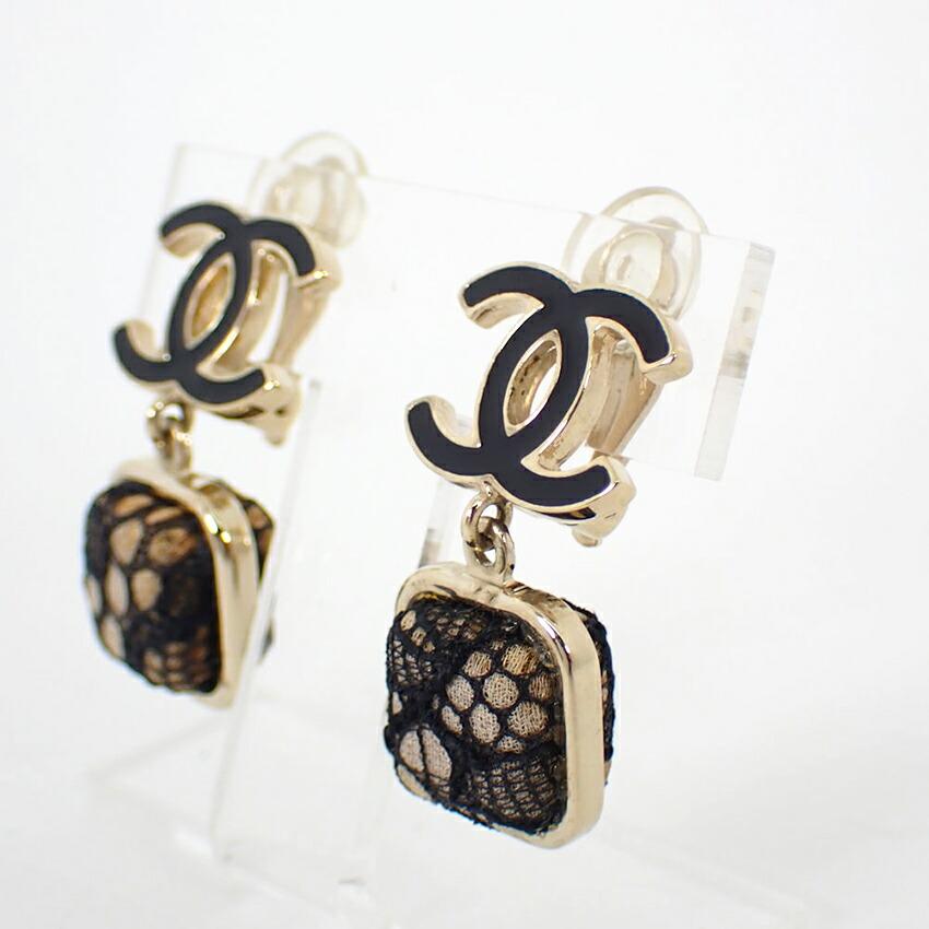 [Pre-owned] CHANEL Coco Mark Lace Earrings/j36-2