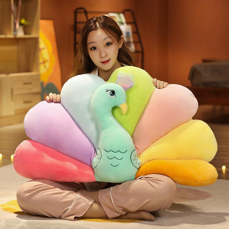 Creative Peacock Open Screen Pillow Plush Toy Doll Zoo Peacock Doll Children Sleeping Soothing Ragdoll