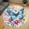 1pc Butterfly Flowers Round Chair Mat Area Rug - Non-Slip, Floor Mat for Office, Bedroom, and Indoor Decor C1125464
