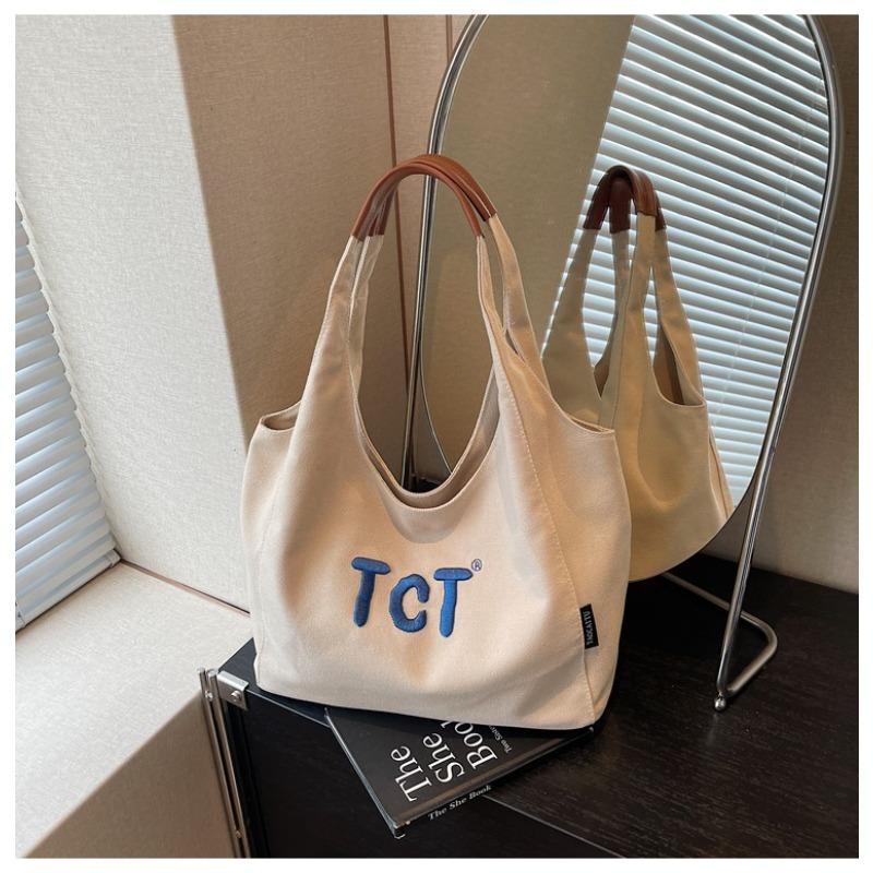 Canvas Bag Women's Large-capacity New Summer Versatile Casual Simple Shoulder Shopping Bag College Bag