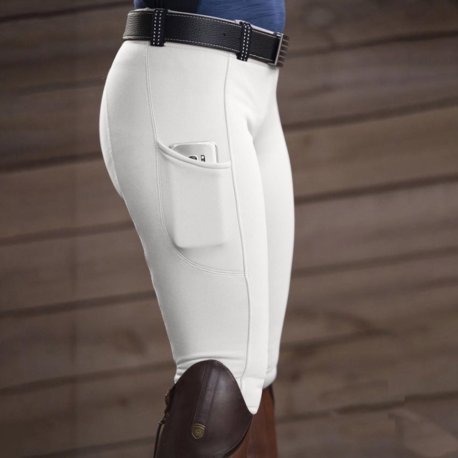 

Женские бриджи для верховой езды, спортивные брюки с высокой талией для занятий верховой ездой S белый