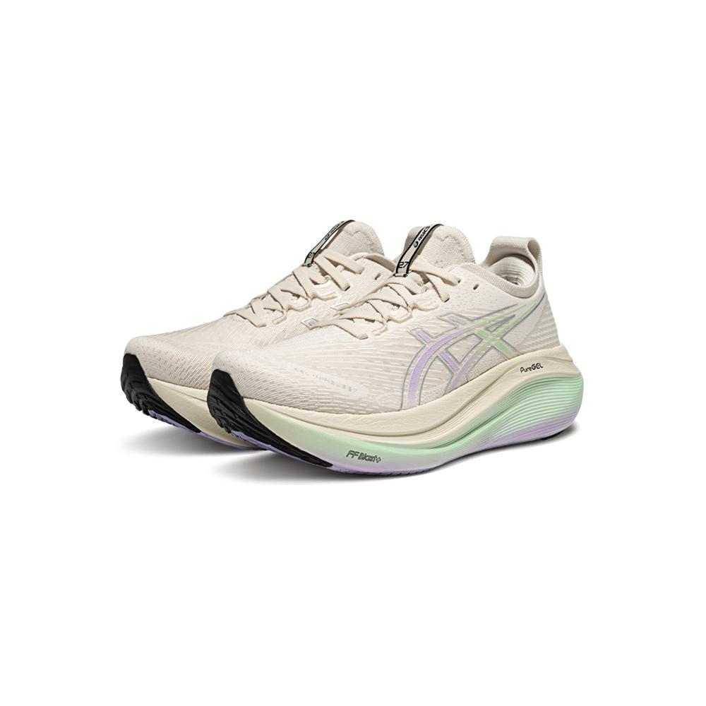 Asics Gel-Nimbus 27 Comfortable Versatile Durable Breathable Supportive Low-Top Long-Distance Running Shoes Women Sneaker White Green 1012B945-100