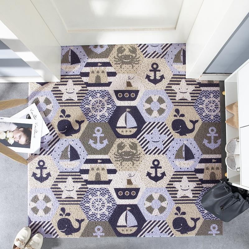 Nordic Stripe Door Mat Carpet Non-slip Mud Scraping Dust Removal Mat Carpet Living Room Indoor Silk Loop Cut Home Floor Doormats
