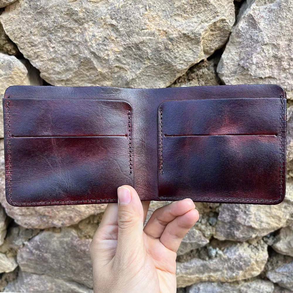Vintage Handmade Leather Wallet for Men Bifold Minimalist Genuine Leather Men Wallet