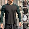 Höst Vinter Herr Underdel Topp Slim Fit Patchwork O-ringad Pullover Stretchig Långärmad Mellanlång Längd Fitness Träning Jogging Vardagskläder Skjorta