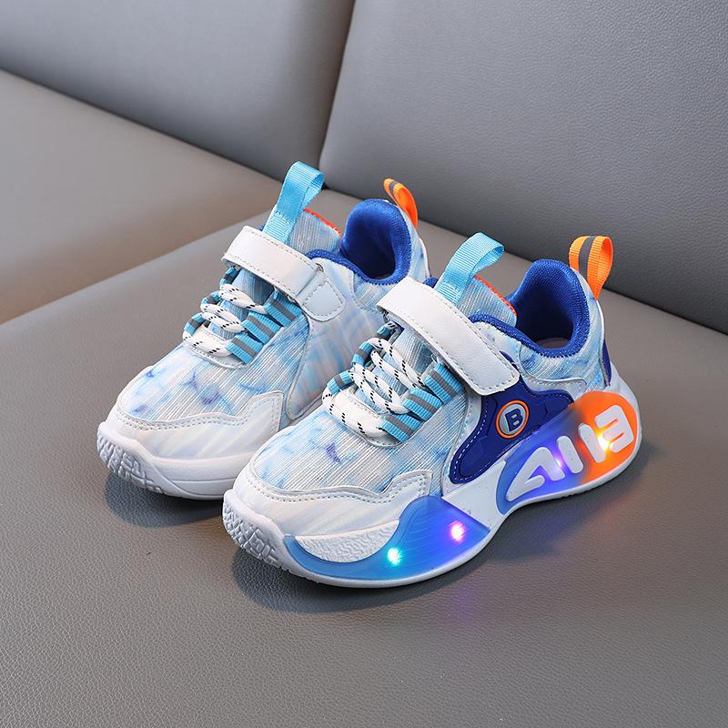 

Kids Sports Light Shoes Spring and Autumn Girls Velcro Fashion Shoes Boys LED Light Running Shoes 31 небо синє кольору