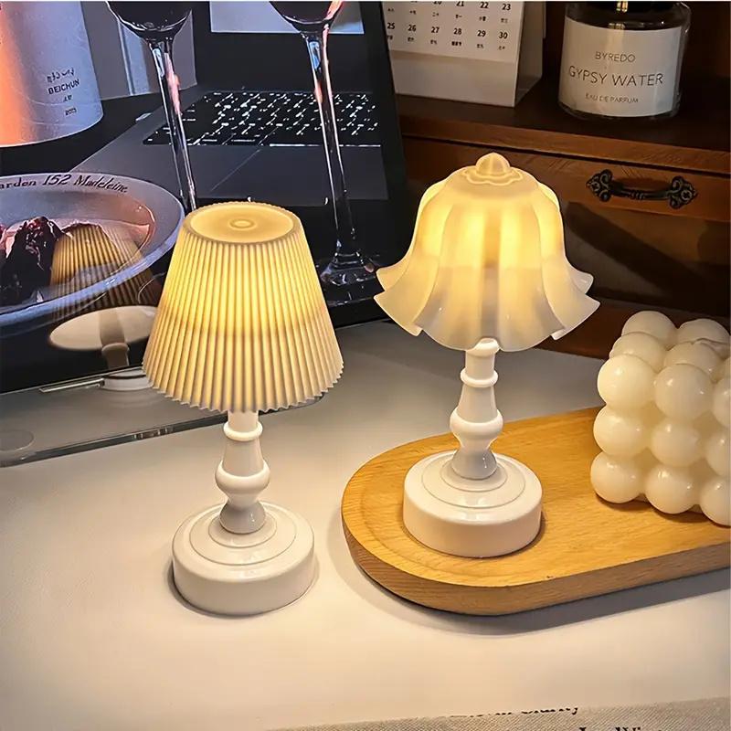 Pleated Shellflower Bud Button Battery LED Table Lamps Desk Night For Bedroom Dining Night Light Simple Modern Decoration