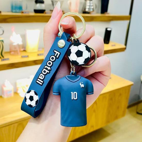 Keychain Pendant, Golden Metal Chain Keychain with Buckle Soft PVC Rubber, 3D Jersey Shape Key Holder with Lanyard, for Keys Backpacks Car Fans Gift