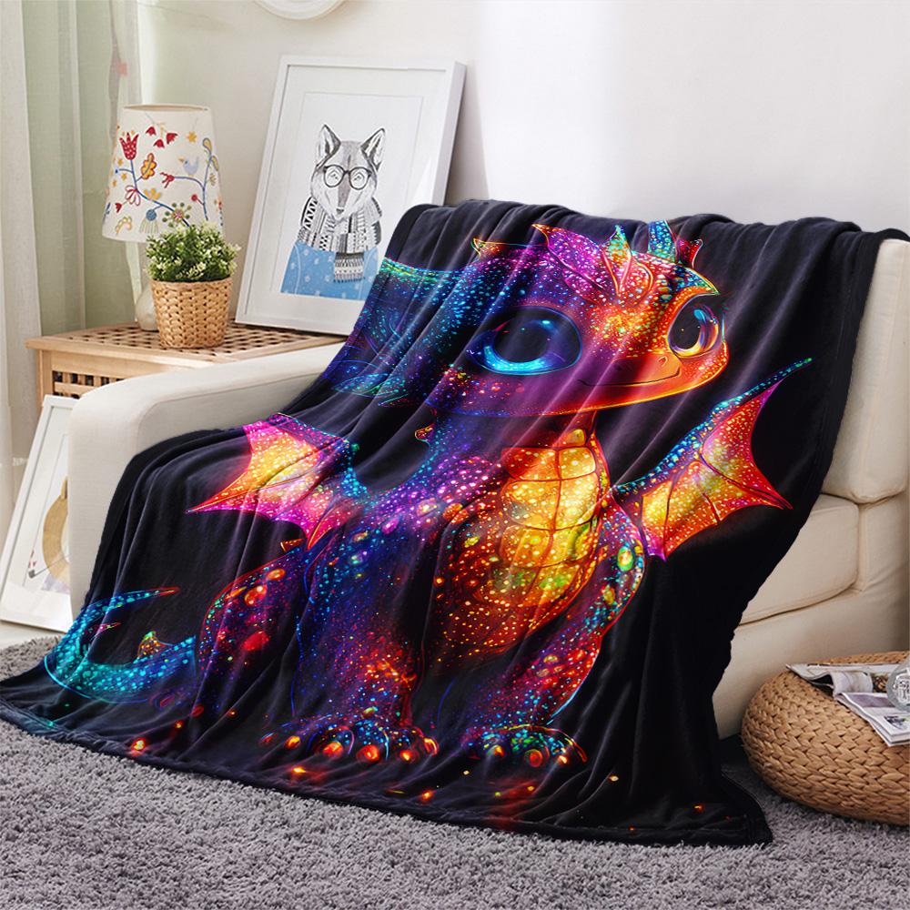 Flaneldecke mit Drachenmuster, Hohe Qualität, Bequem für alle Jahreszeiten, Heimdekoration, Wärme und Komfort, Perfekt für Weihnachtsgeschenke