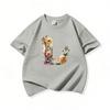 Kids Cotton T Shirt Floral Letter L Print Crew Neck Short Sleeve Tee Casual Boys Girls Summer Tops
