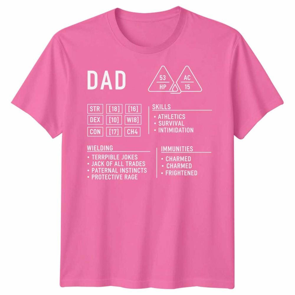 Dad Dungeons Unisexs T Shirt Dragons Character Sheet Fathers Day Gift Dnd Rpg